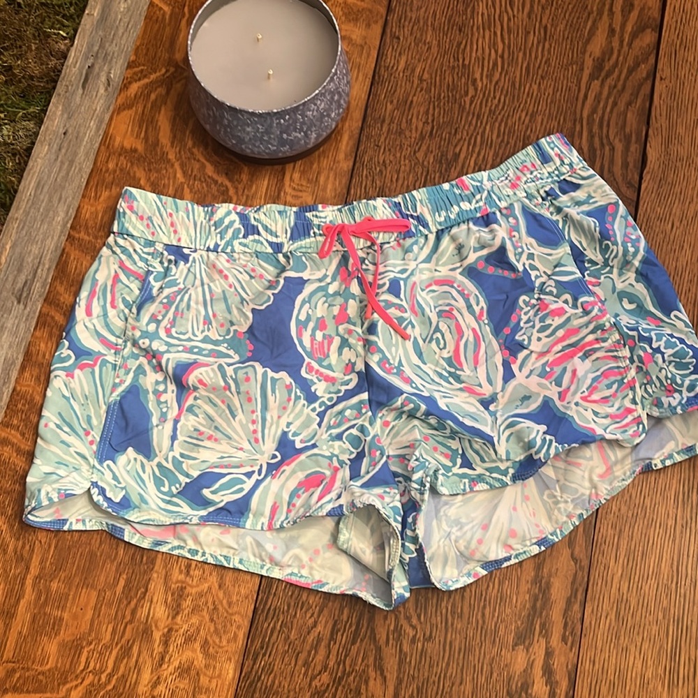 Lily Pulitzer Luxletic Blue and Pink Floral Shorts